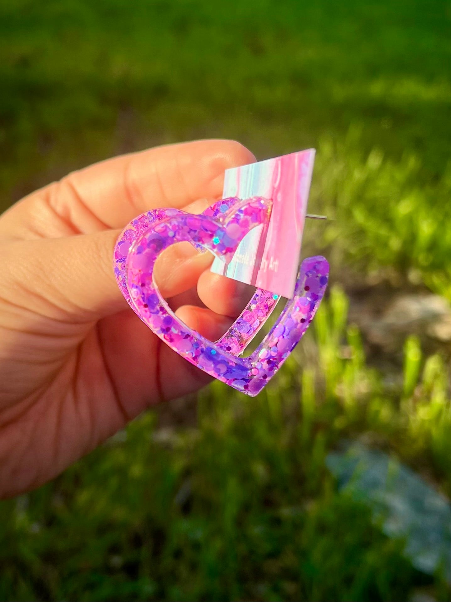 Purple pink heart hoops